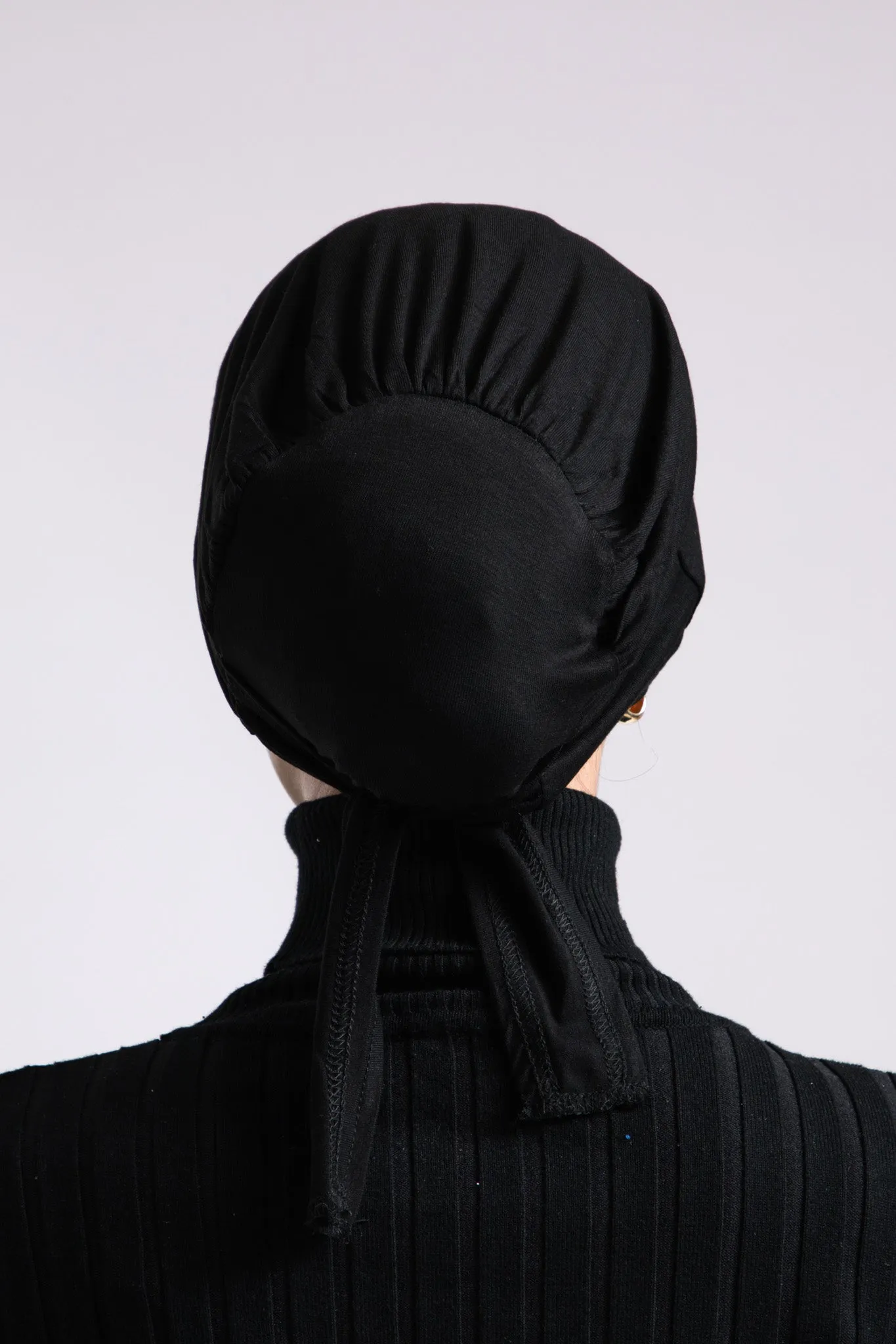 Tie Back Hijab Cap - Black