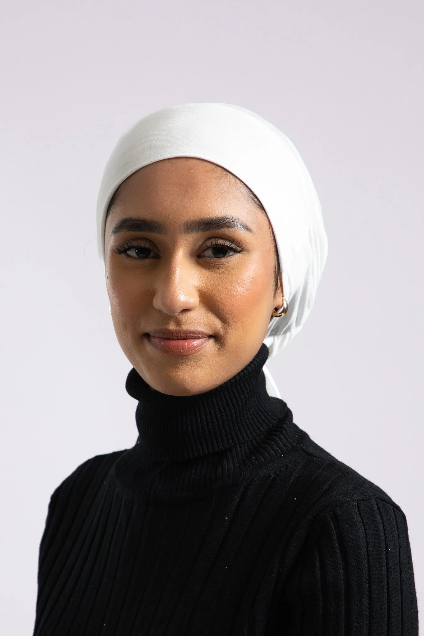 Tie Back Hijab Cap - White