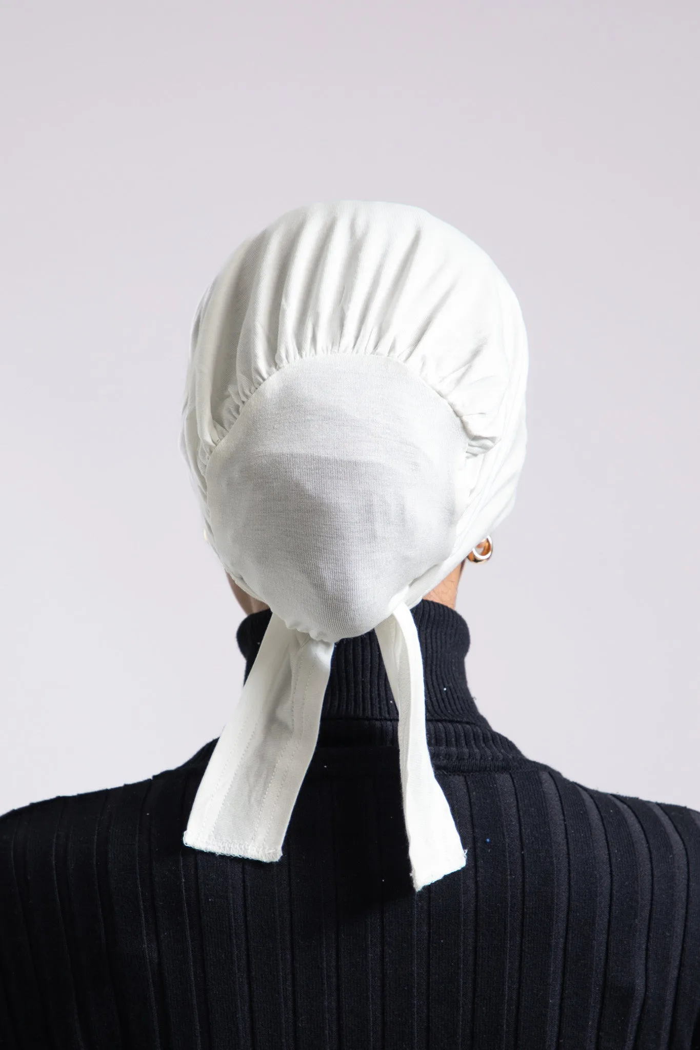 Tie Back Hijab Cap - White
