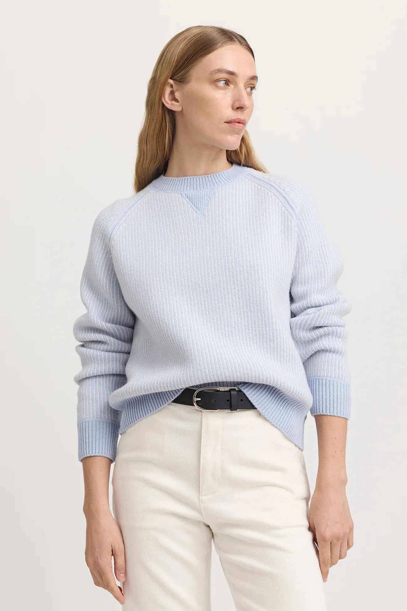 Toorallie, Pin Stripe Crew | Dove Grey
