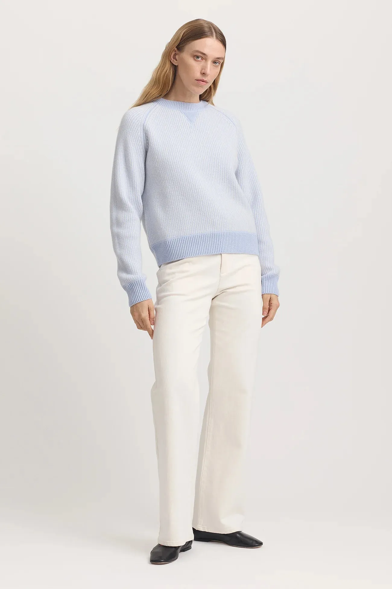 Toorallie, Pin Stripe Crew | Dove Grey