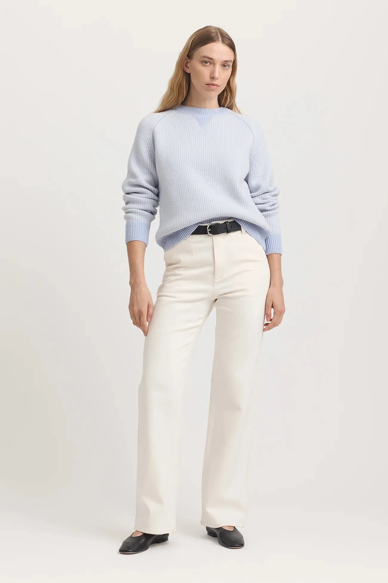 Toorallie, Pin Stripe Crew | Dove Grey