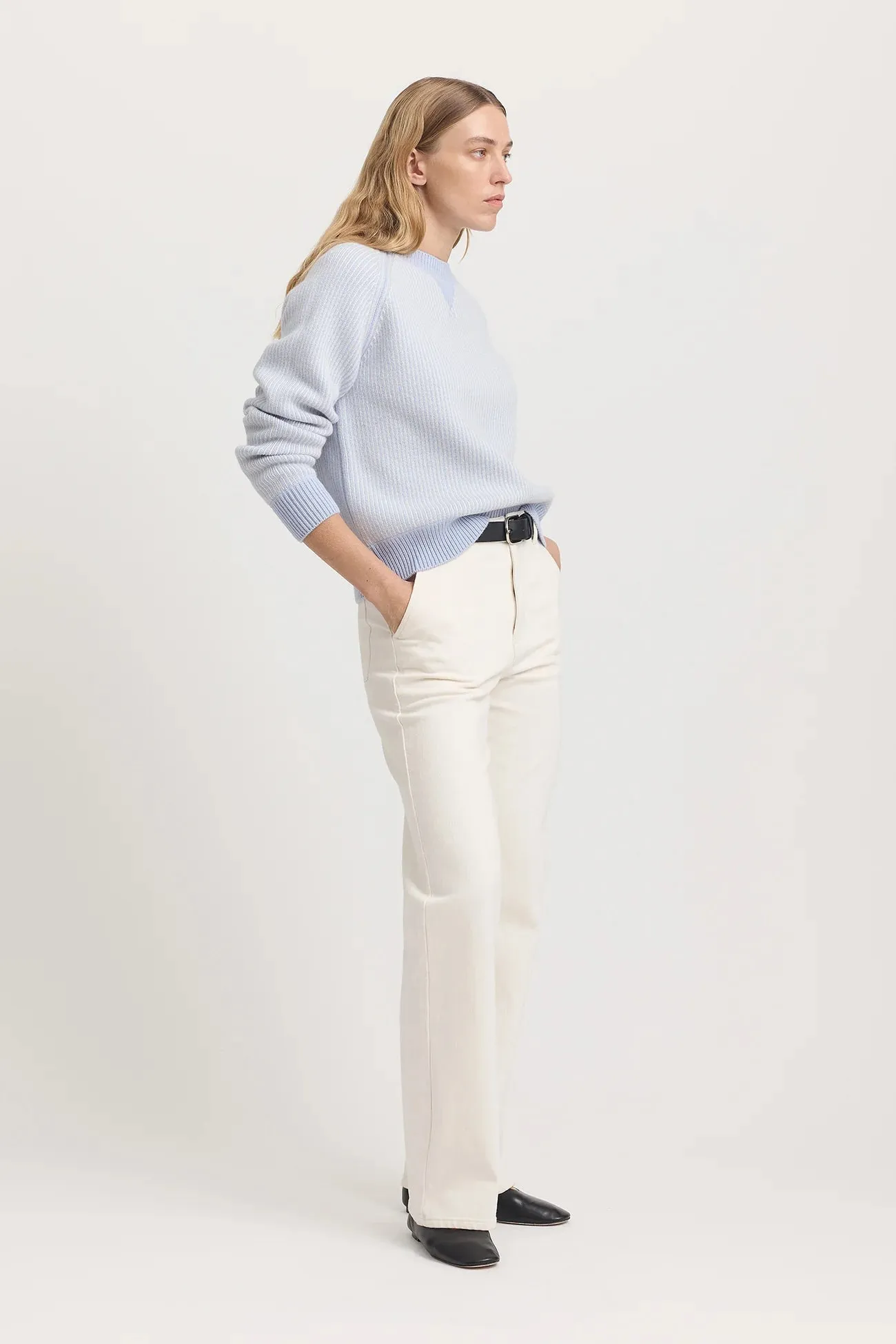 Toorallie, Pin Stripe Crew | Dove Grey