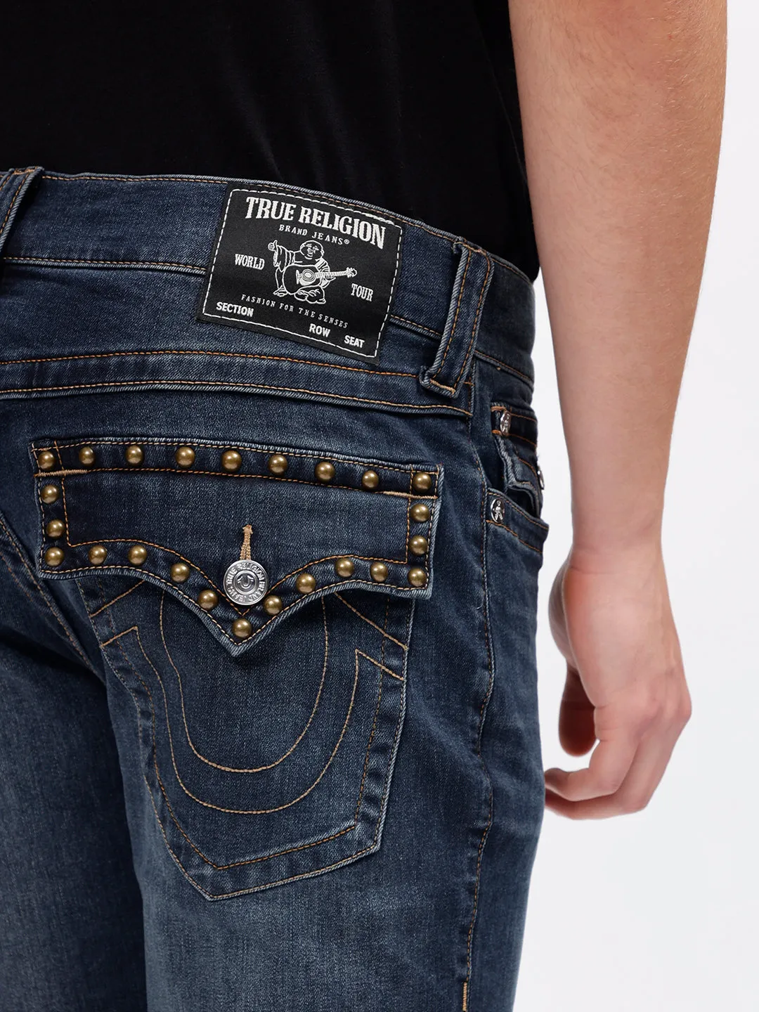 True Religion Mens SN Rocco Slim Fit Blue Mid Rise Jeans
