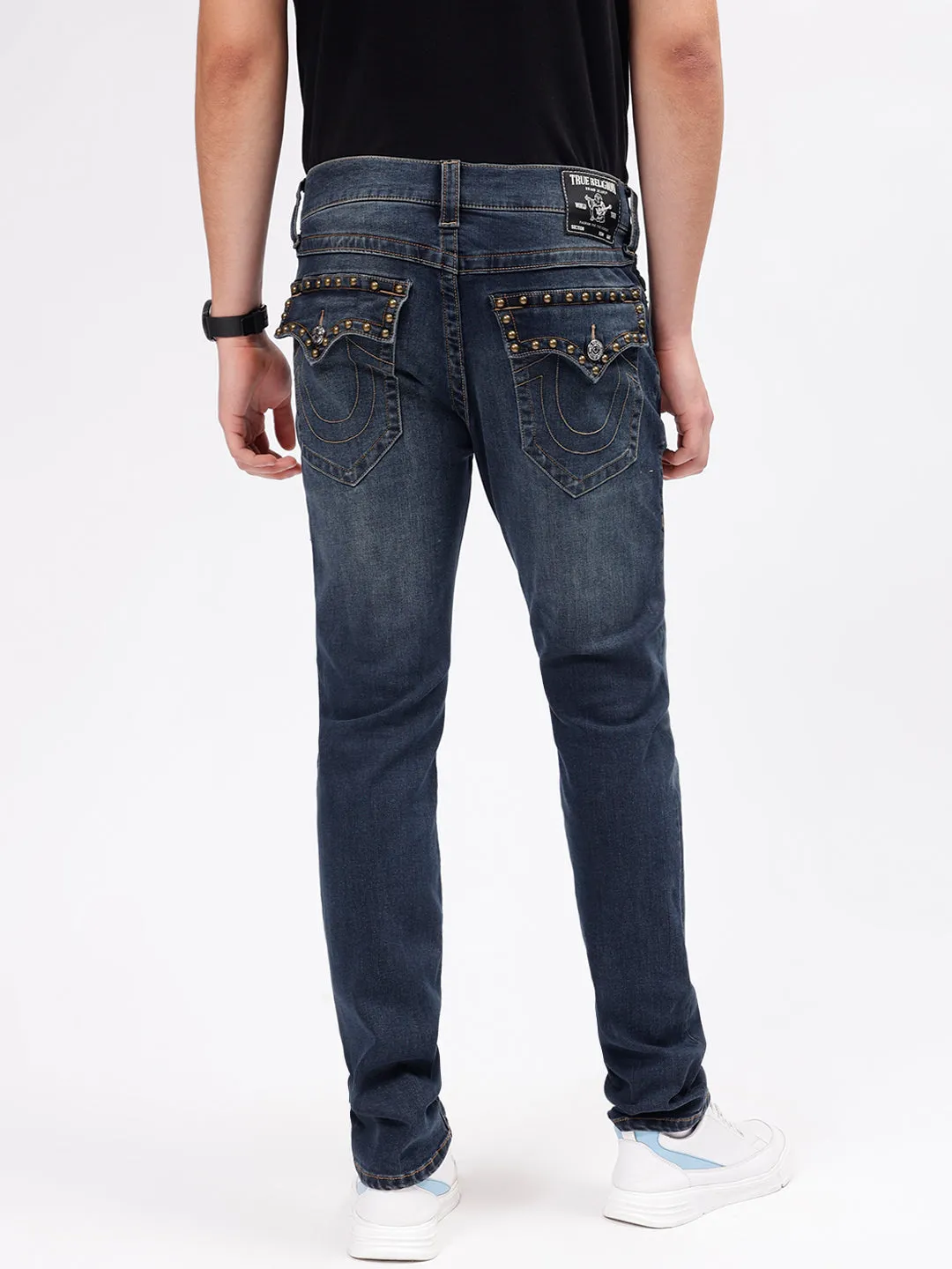 True Religion Mens SN Rocco Slim Fit Blue Mid Rise Jeans