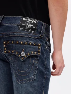 True Religion Mens SN Rocco Slim Fit Blue Mid Rise Jeans