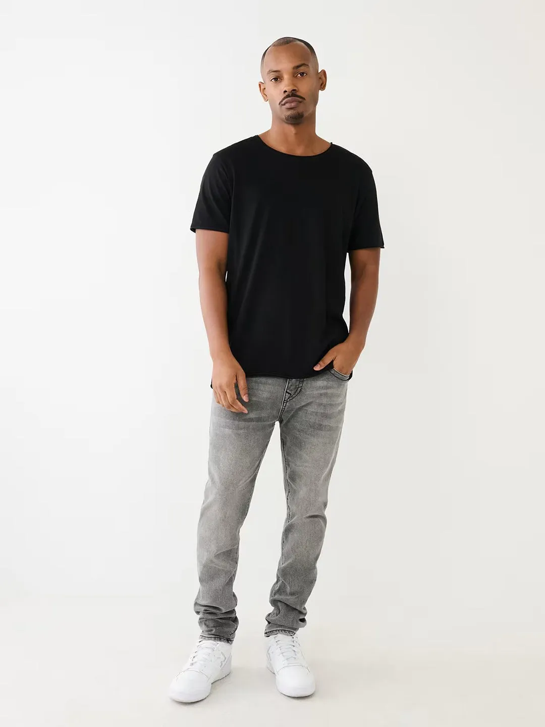 True Religion Mens SN Rocco Slim Fit Grey Mid Rise Jeans