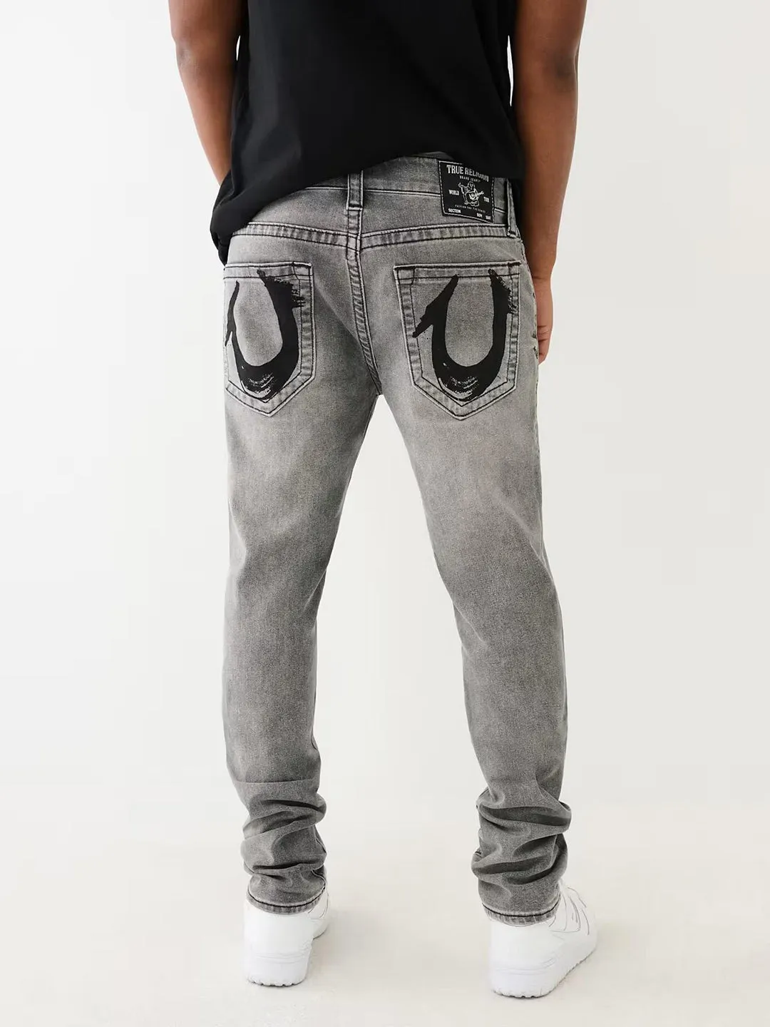 True Religion Mens SN Rocco Slim Fit Grey Mid Rise Jeans