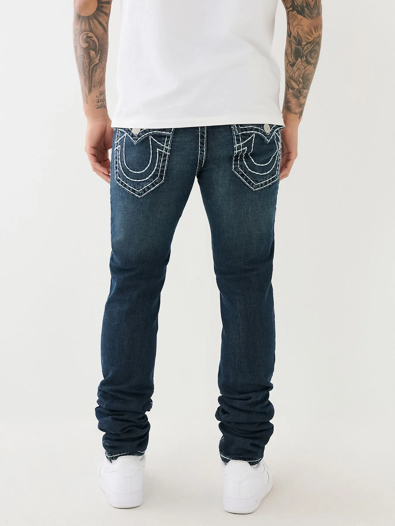 True Religion Mens Super T Rocco Slim Fit Blue Mid Rise Jeans
