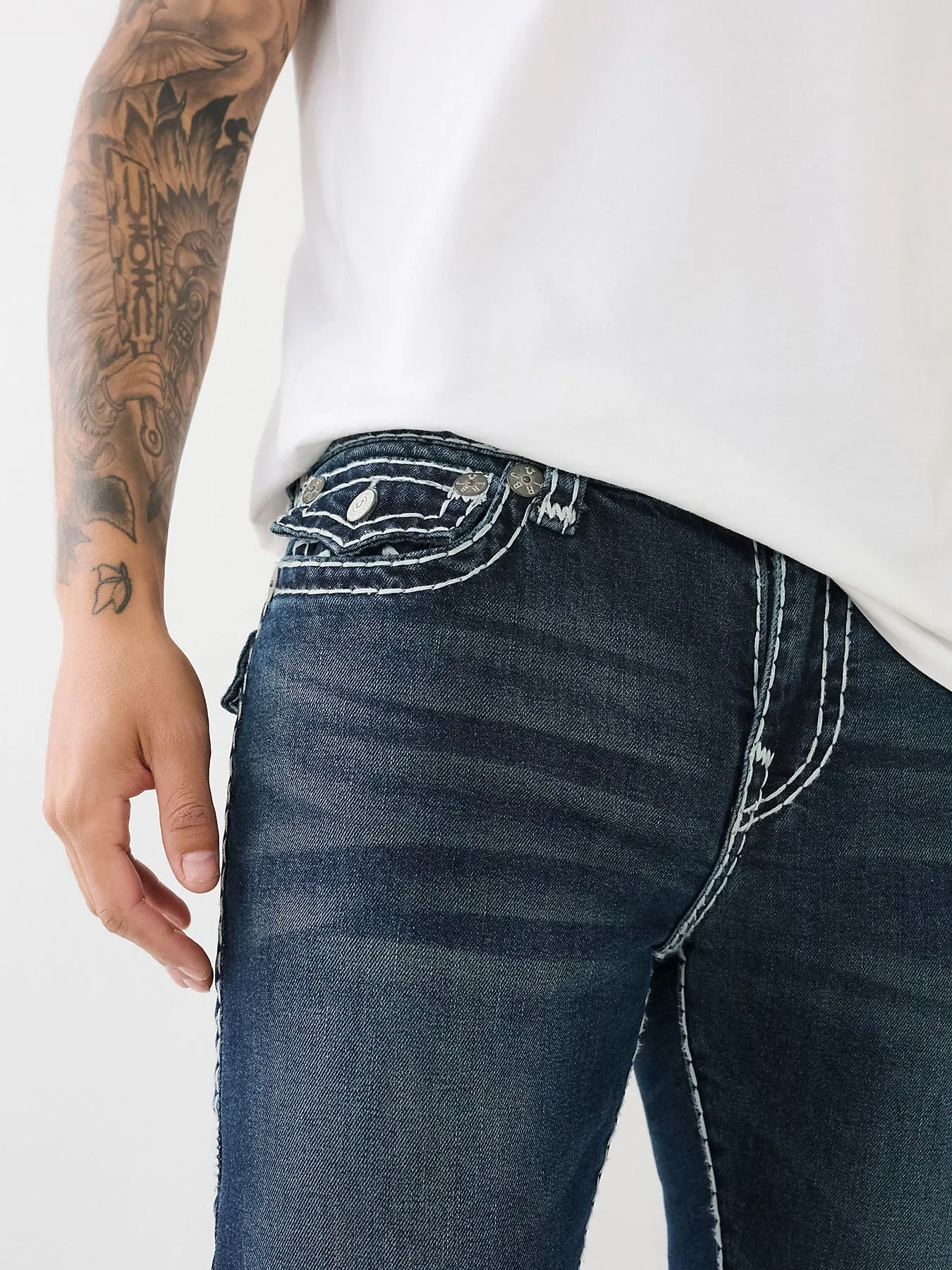 True Religion Mens Super T Rocco Slim Fit Blue Mid Rise Jeans