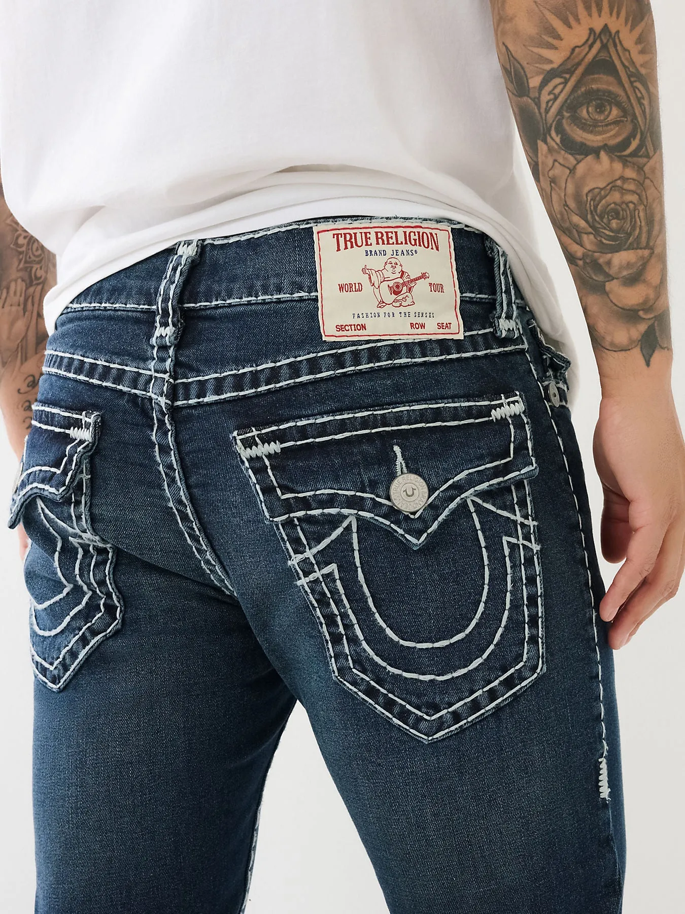 True Religion Mens Super T Rocco Slim Fit Blue Mid Rise Jeans