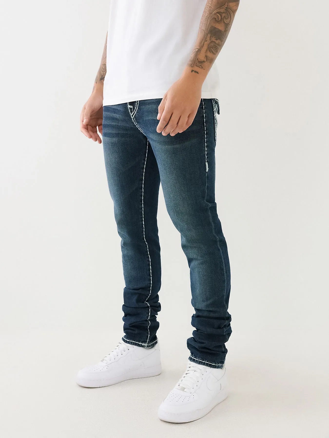 True Religion Mens Super T Rocco Slim Fit Blue Mid Rise Jeans