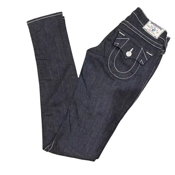 True Religion Y2K Vintage World Tour Skinny Low Rise Dark Wash Jeans Women's 25