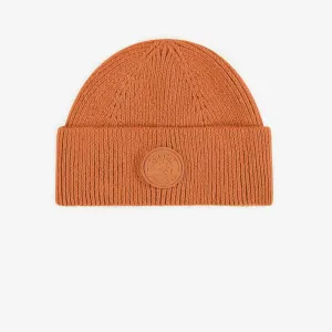 Tuque orange de maille, enfant || Orange knitted toque, child