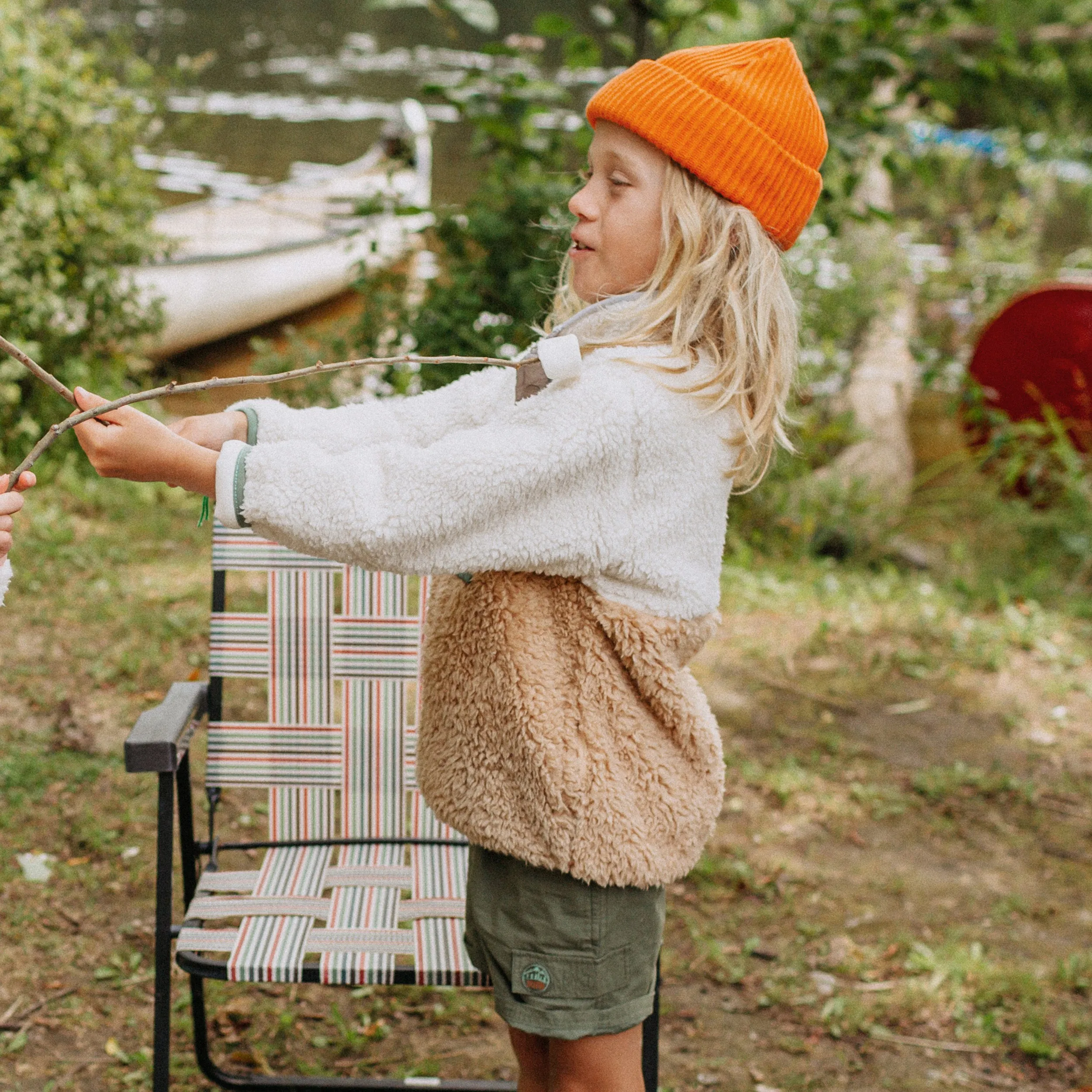 Tuque orange de maille, enfant || Orange knitted toque, child