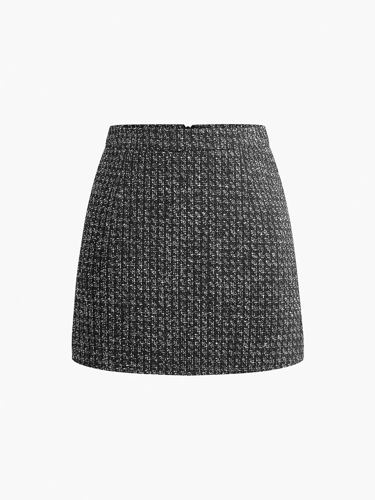 Tweed Zipper A-Line Mini Skirt
