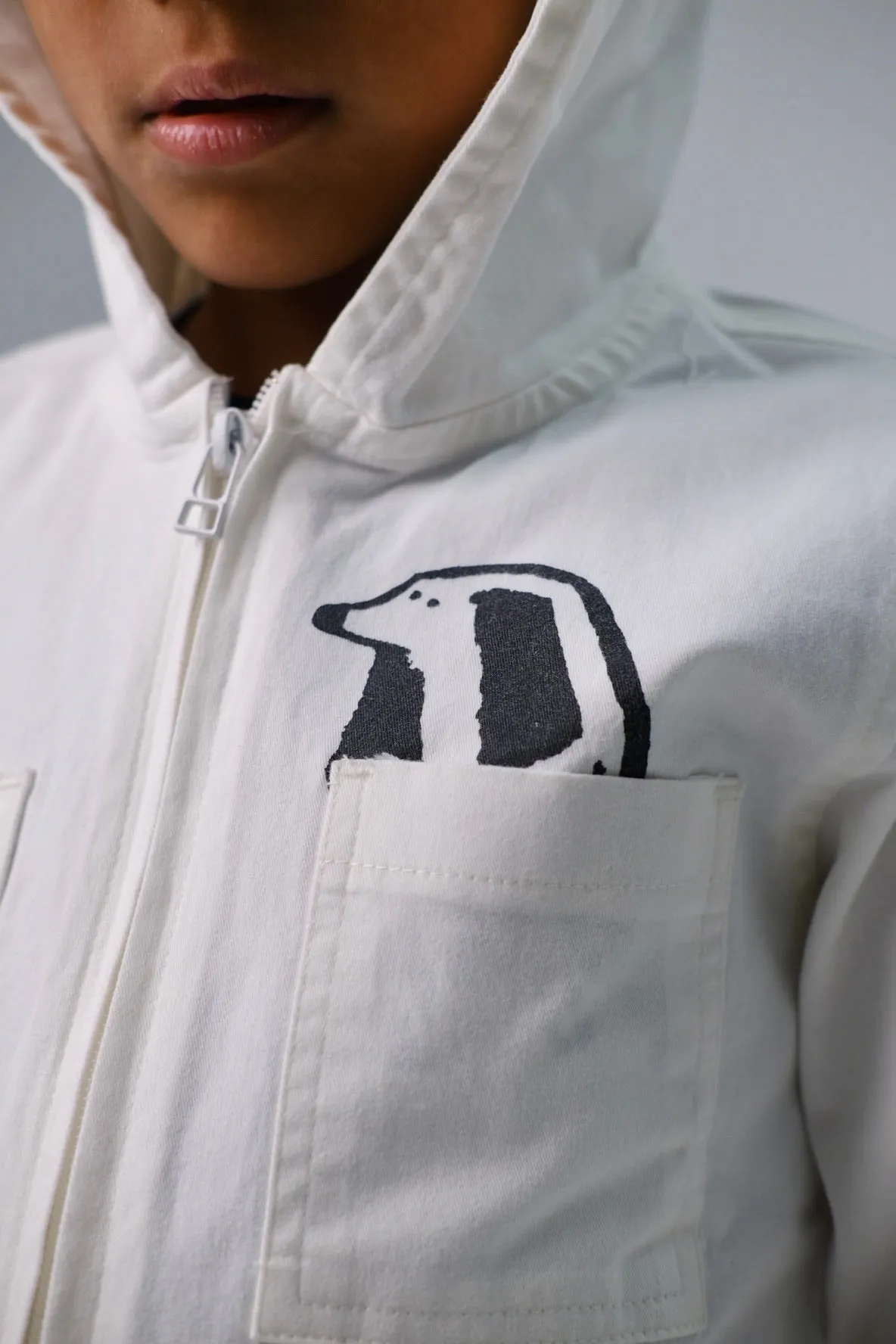Unisex Dog-Printed Gabardine Jacket – Offwhite