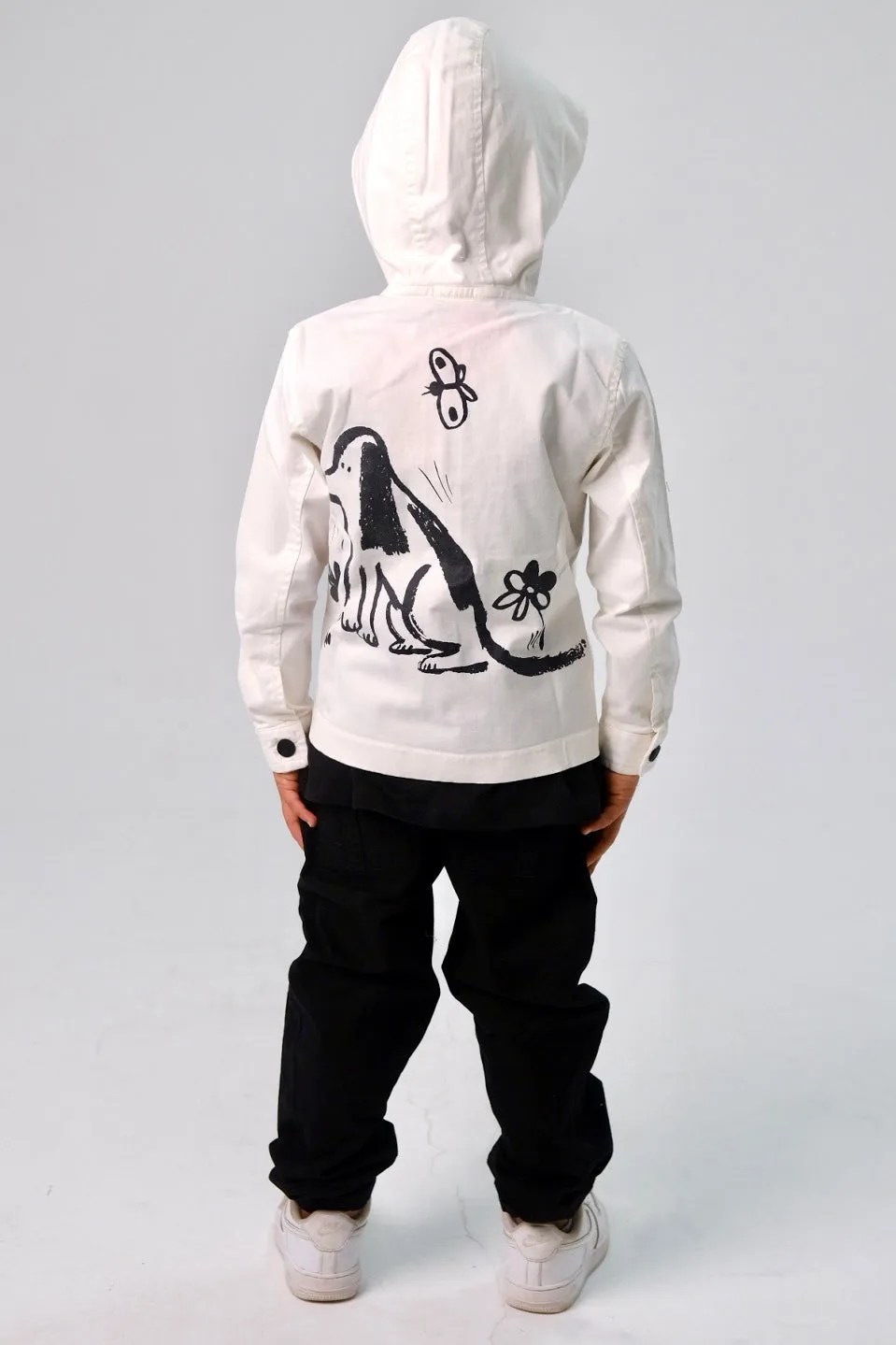 Unisex Dog-Printed Gabardine Jacket – Offwhite