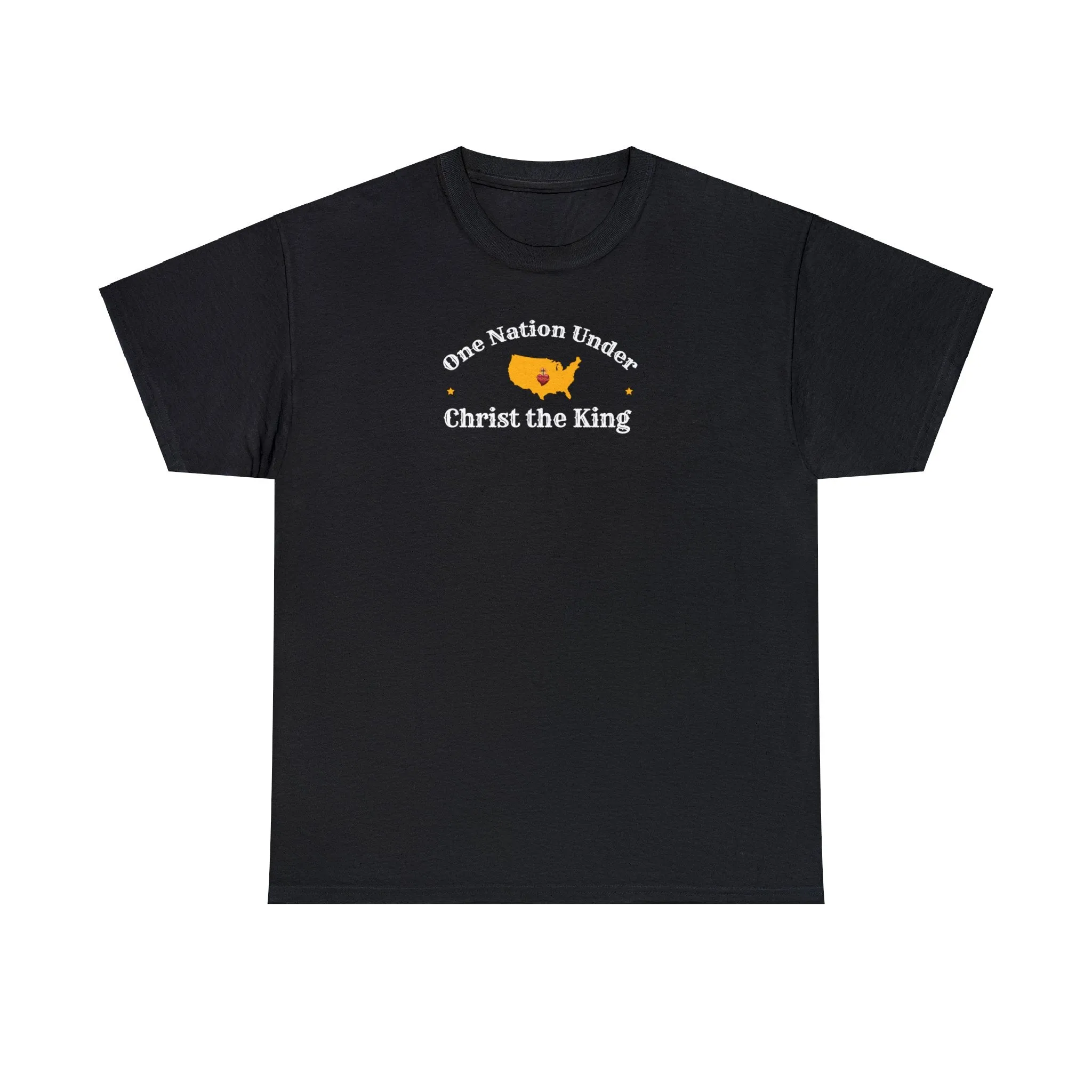 Unisex One Nation Under Christ the King Christian Catholic Heavy Cotton Tee Shirt