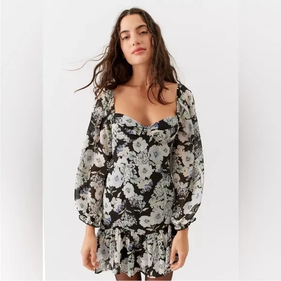 Urban Outfitters | Love Triangle Moonstruck Floral Cutout Mini Dress New XS