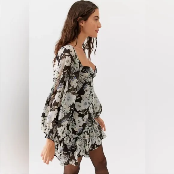 Urban Outfitters | Love Triangle Moonstruck Floral Cutout Mini Dress New XS