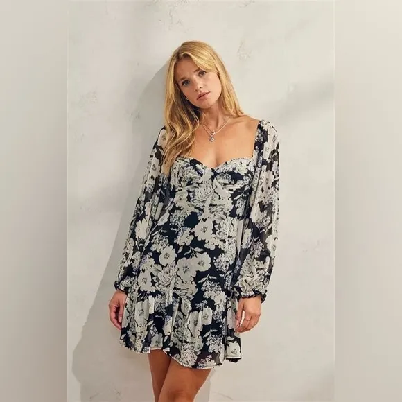 Urban Outfitters | Love Triangle Moonstruck Floral Cutout Mini Dress New XS