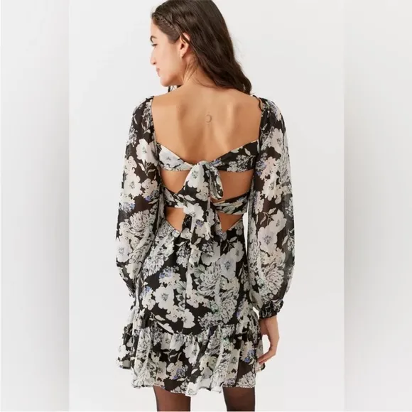 Urban Outfitters | Love Triangle Moonstruck Floral Cutout Mini Dress New XS