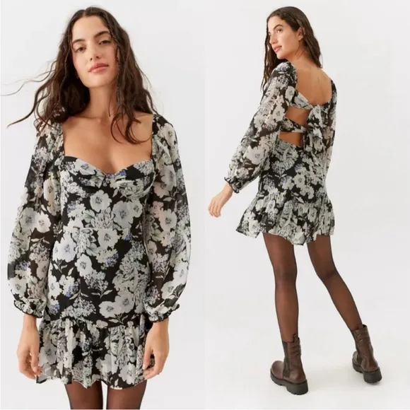 Urban Outfitters | Love Triangle Moonstruck Floral Cutout Mini Dress New XS