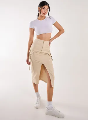Utility Pocket Detail Midi Skirt