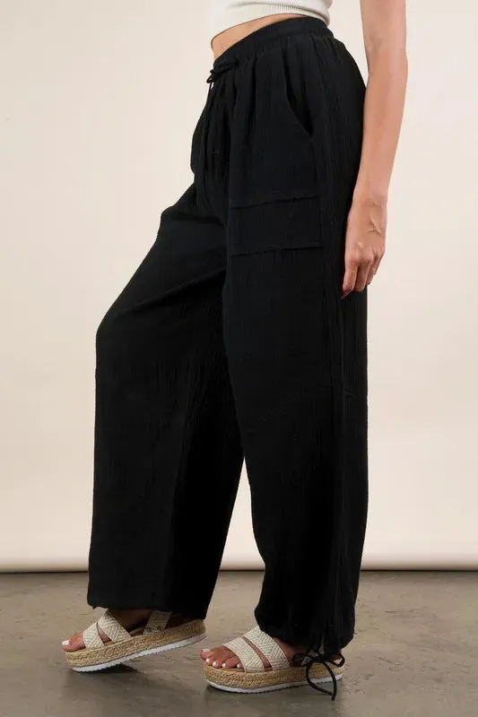 VERY J Wide Leg Gauze Solid Pants