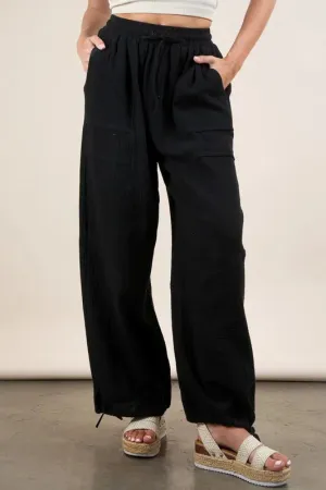 VERY J Wide Leg Gauze Solid Pants