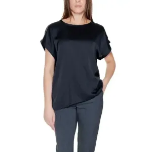 Vila Clothes Women's Black Crop Top Cotton Round Neck Spring Summer