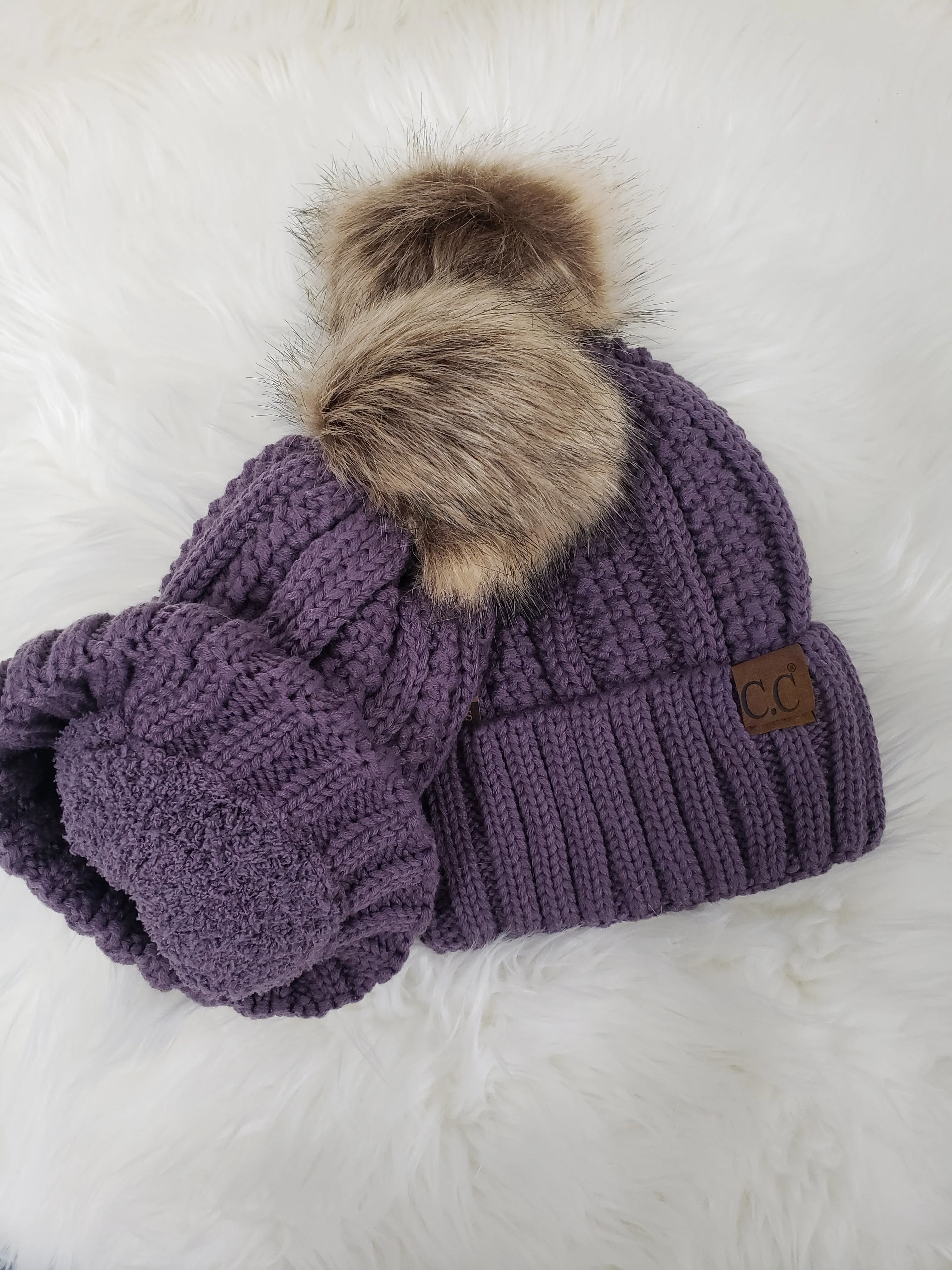 Violet knit C.C. knit beanie * on sale
