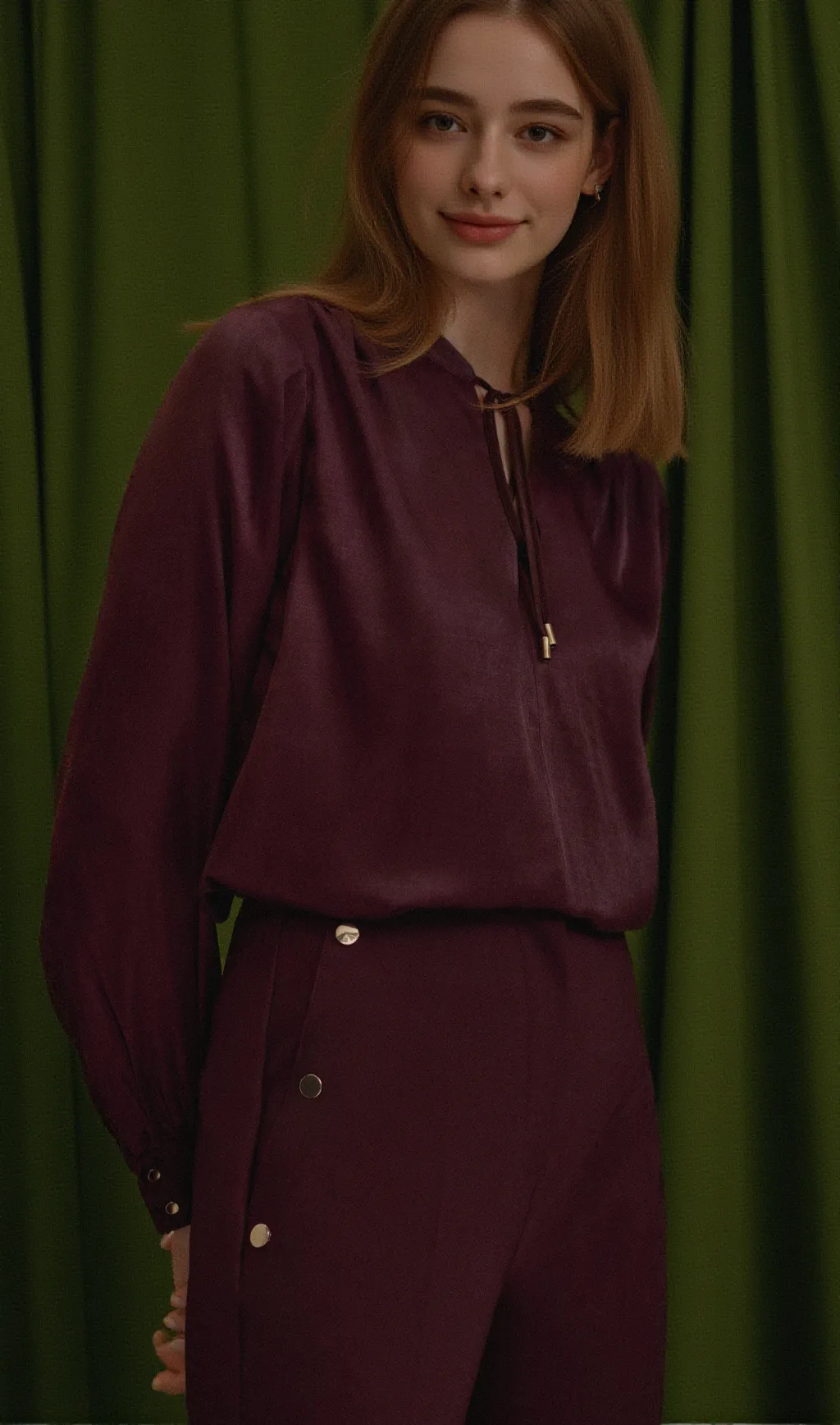 Viscose blouse in burgundy
