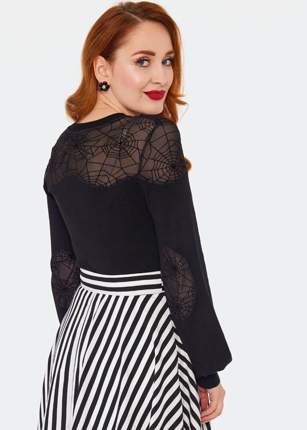 Voodoo Vixen Spiderweb Mesh 50's Sweater Black