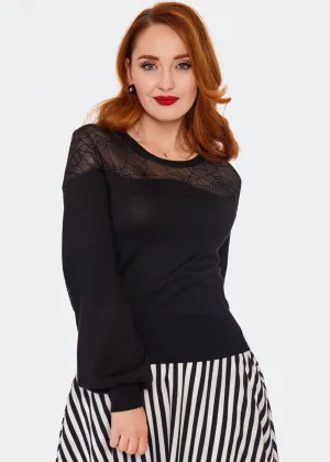 Voodoo Vixen Spiderweb Mesh 50's Sweater Black