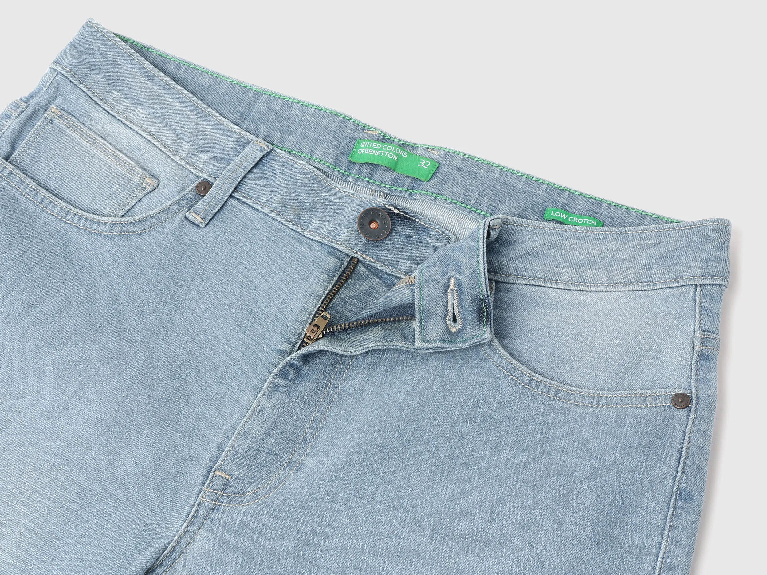 Washed Low Crotch Jeans