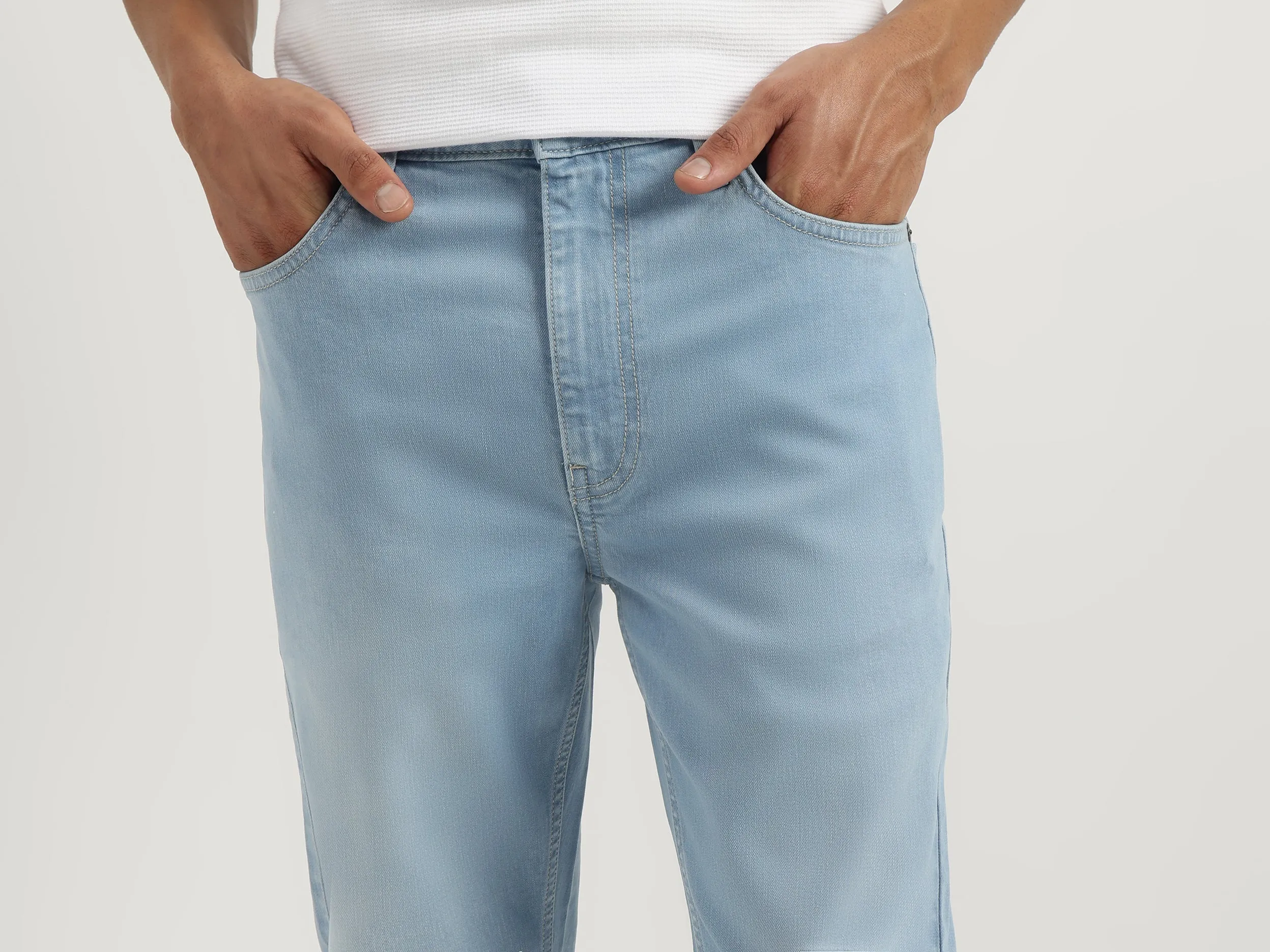 Washed Low Crotch Jeans