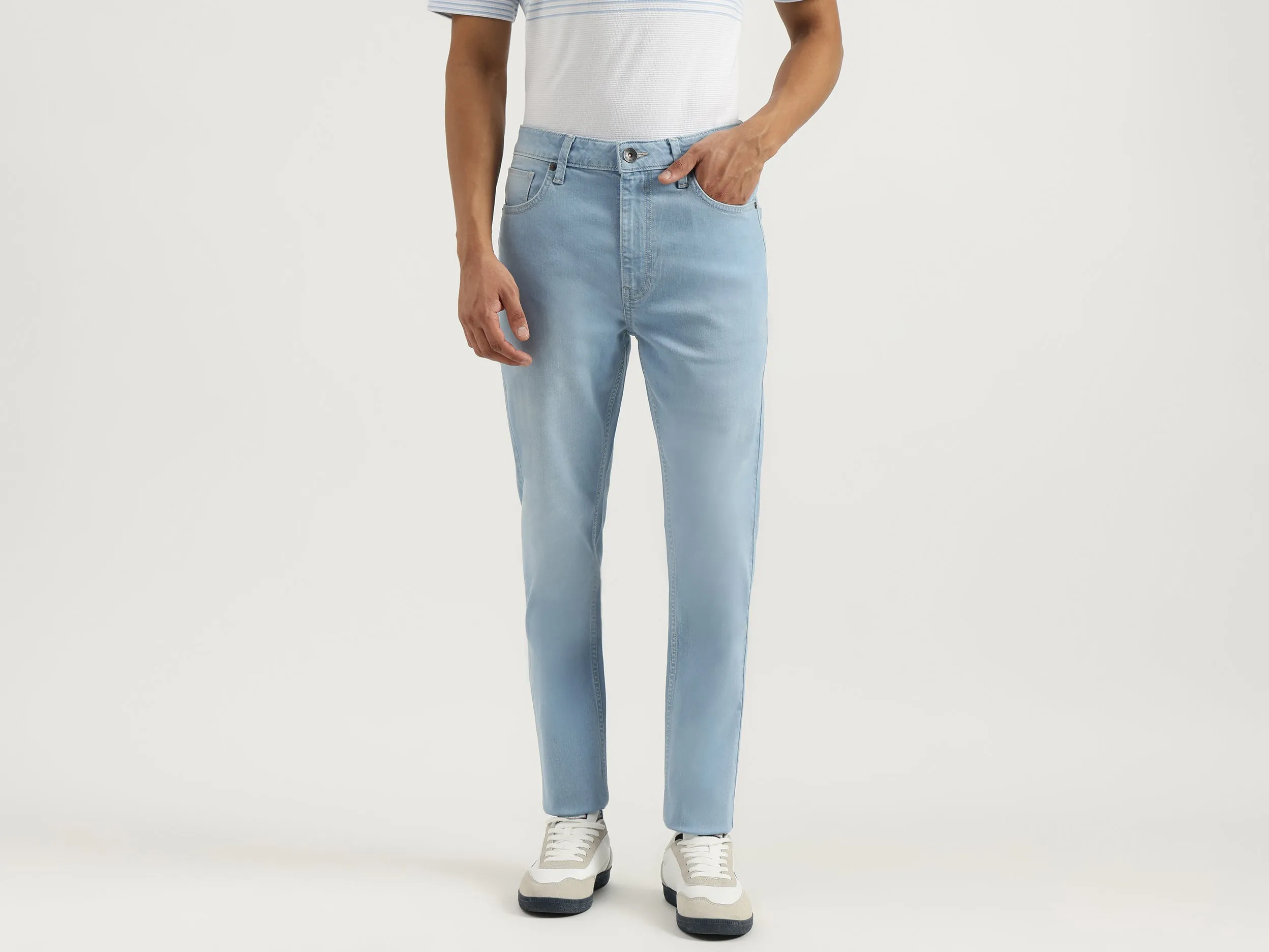 Washed Low Crotch Jeans