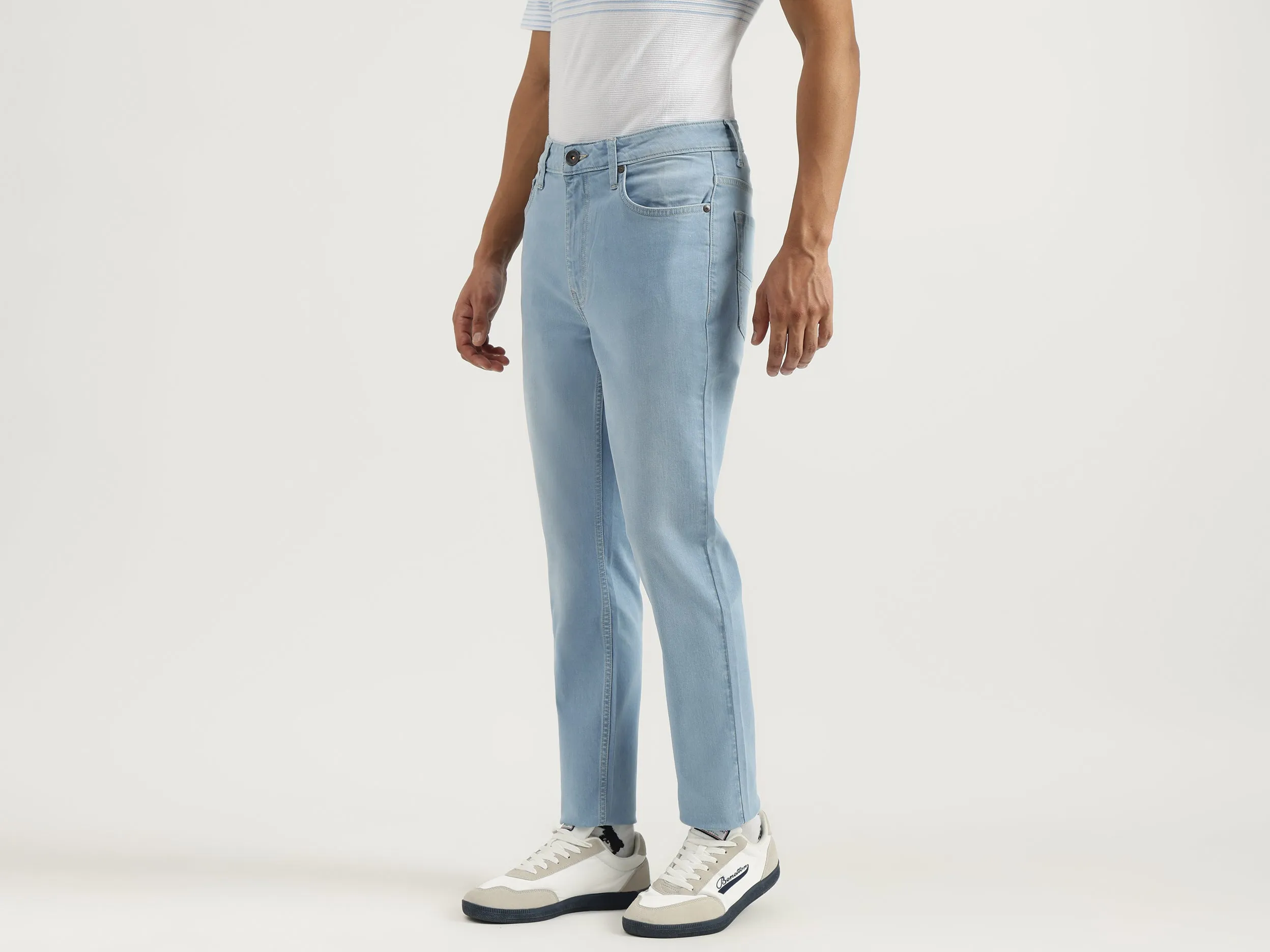 Washed Low Crotch Jeans