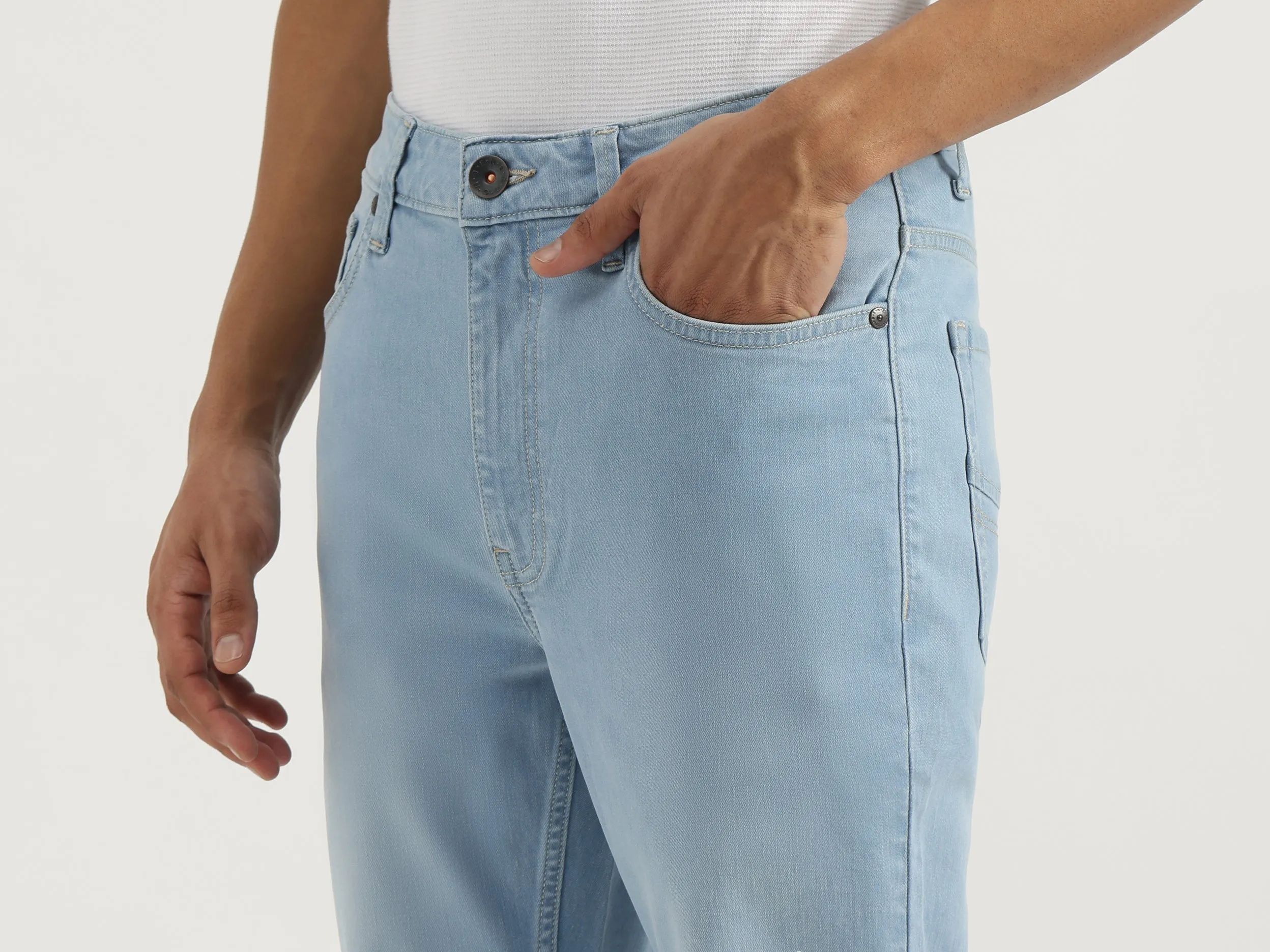 Washed Low Crotch Jeans