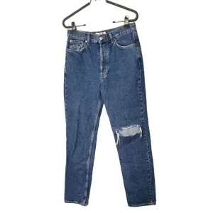 We The Free Women's Distressed High-Rise Straight Jeans Size 27 Blue
