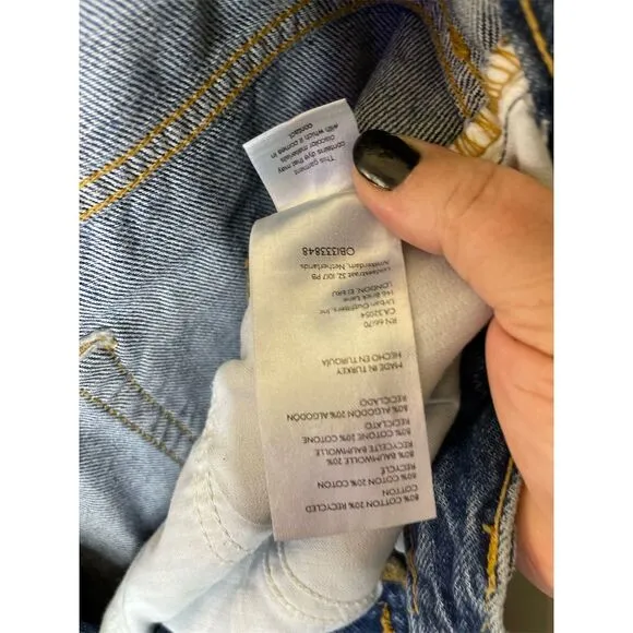 We The Free Women's Distressed High-Rise Straight Jeans Size 27 Blue
