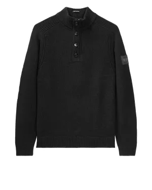 Weekend Offender Castillos Knitted Wool Quarter Neck Sweater Black