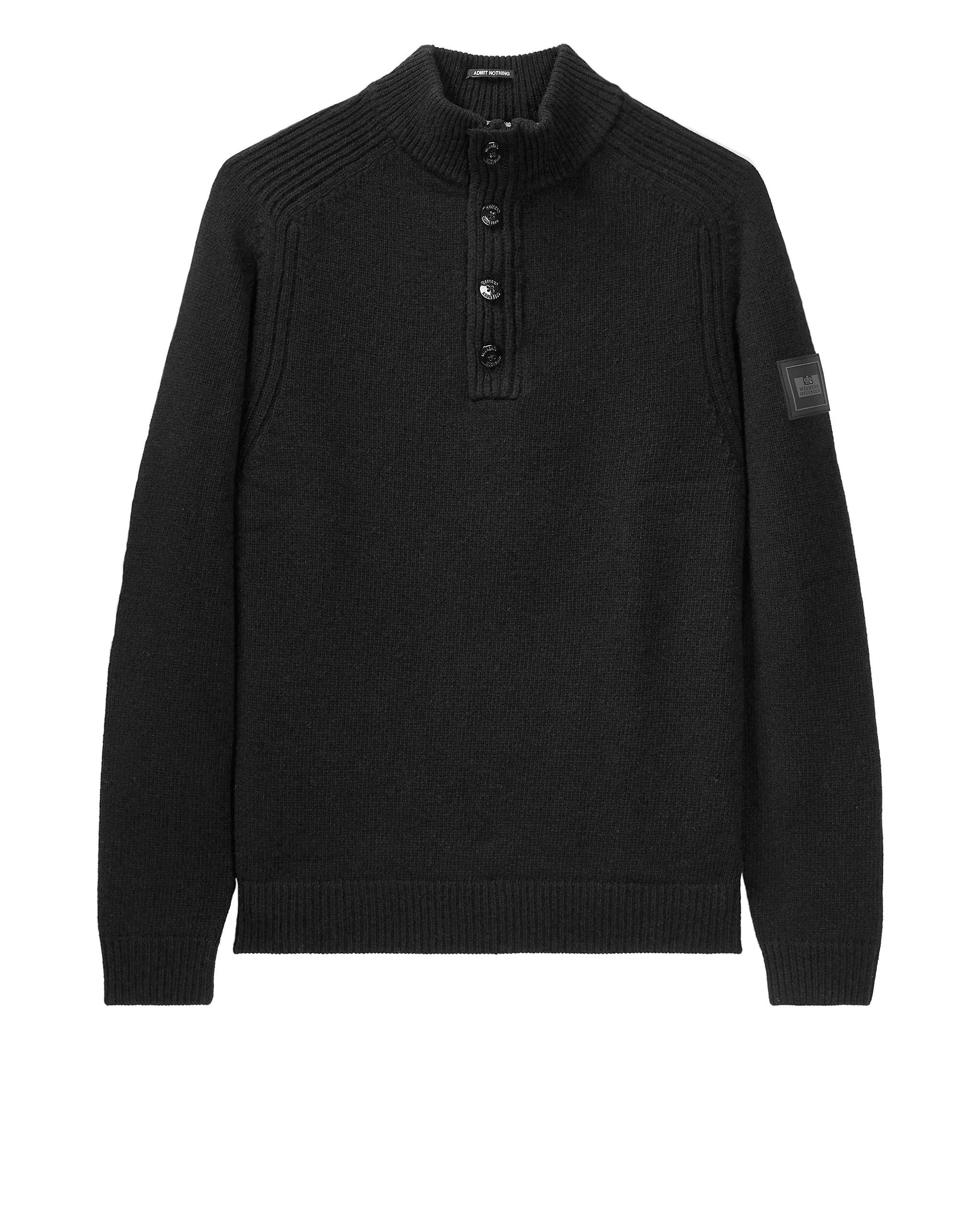 Weekend Offender Castillos Knitted Wool Quarter Neck Sweater Black