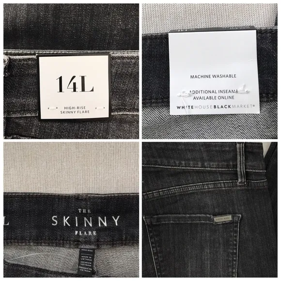 WHBM NWT Skinny Flare High Rise Stretchy Black Jeans 14L