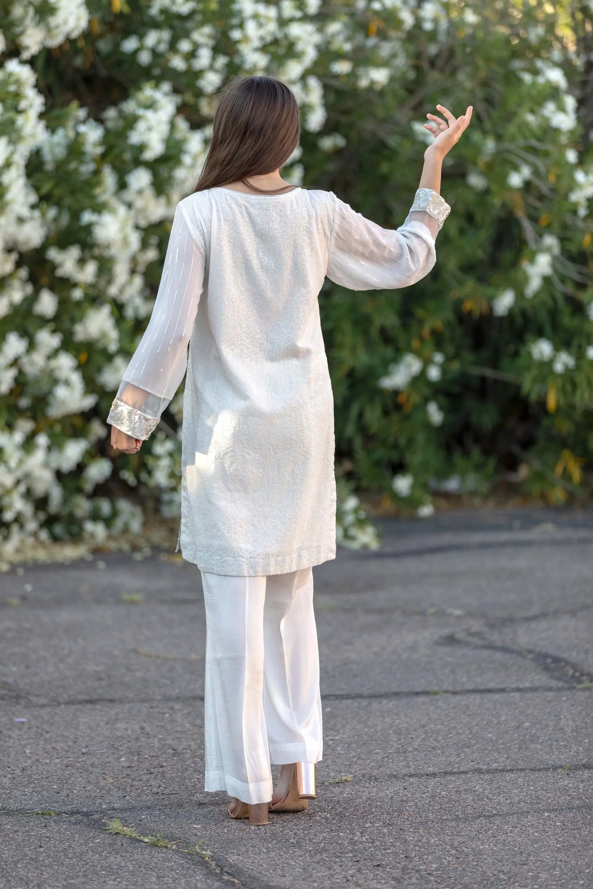 White Chiffon Salwar Kameez Suit