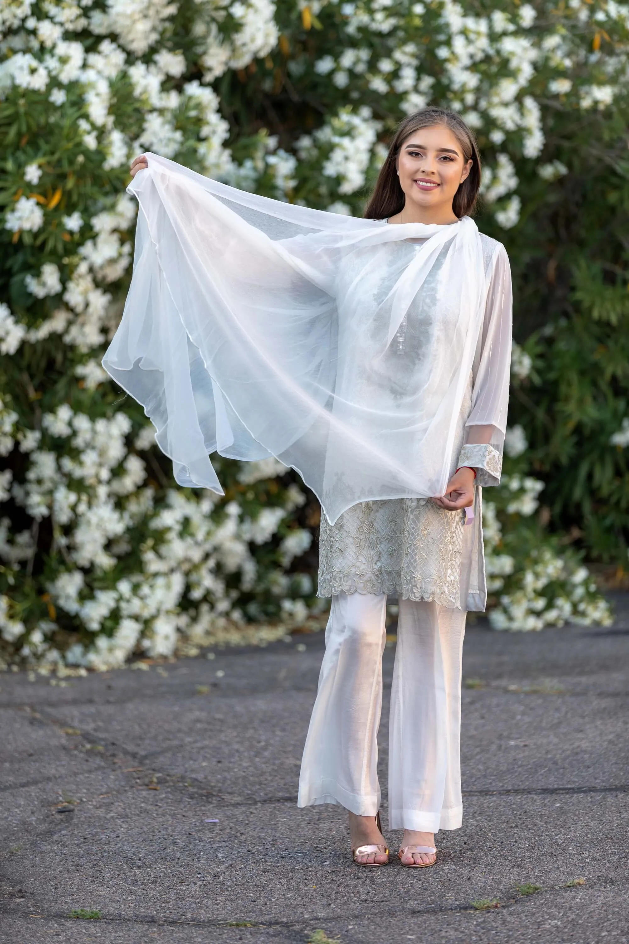 White Chiffon Salwar Kameez Suit