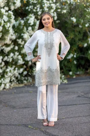 White Chiffon Salwar Kameez Suit