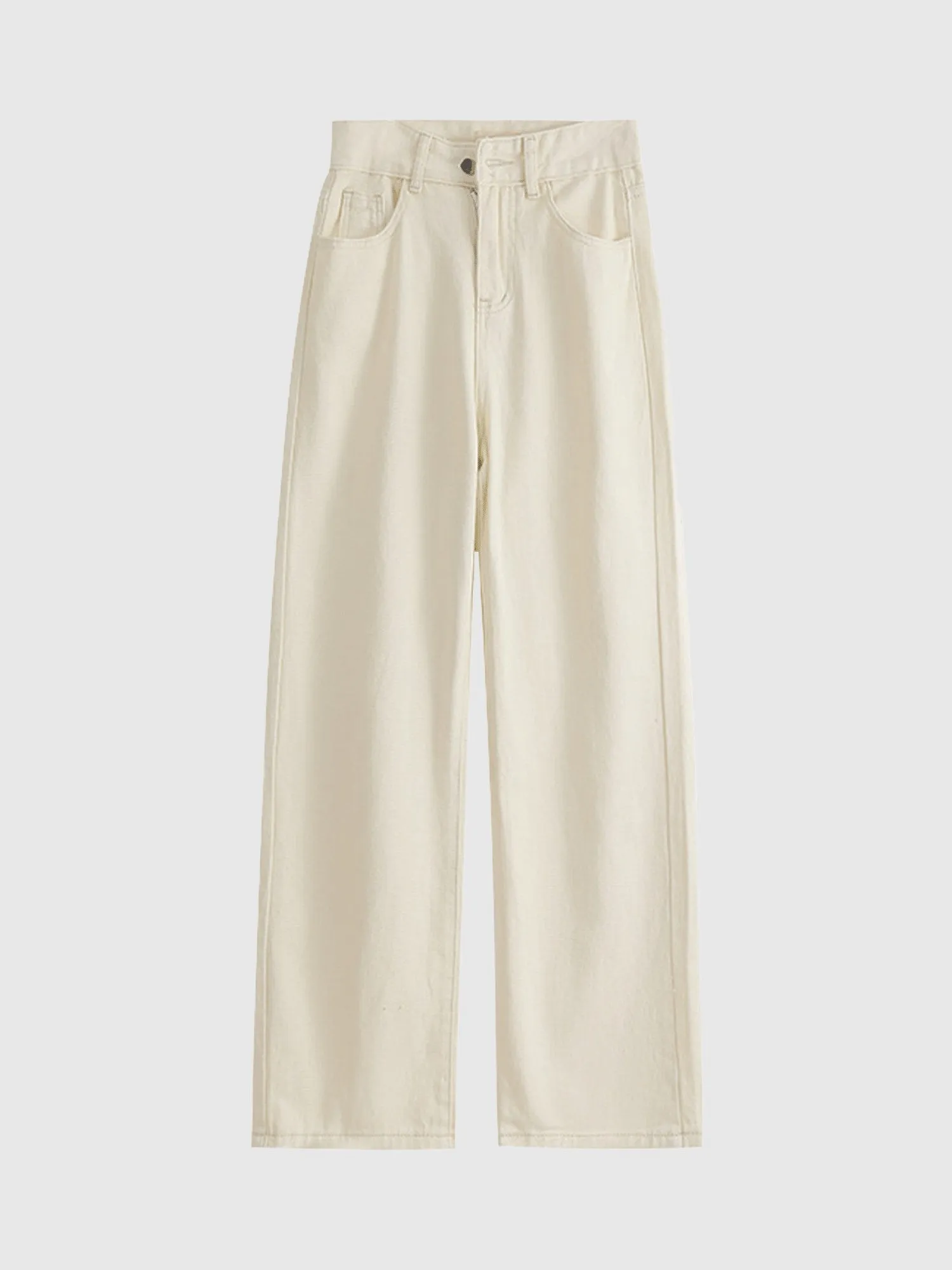 White Coloured Basic Wide Leg Jeans